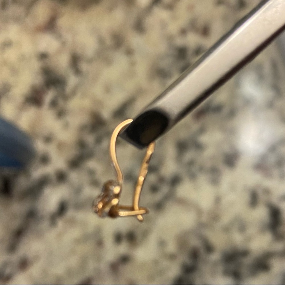Tiny 14 k solid rose gold earrings for baby girls. - Picture 4 of 9